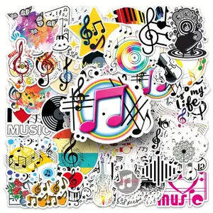 50 Pack Music Notes Stickers, Vinyl Waterproof Decals For Scrapbook, Journaling, Laptop, Bumper, Skateboard, Water Bottles, Computer, Phone and more
