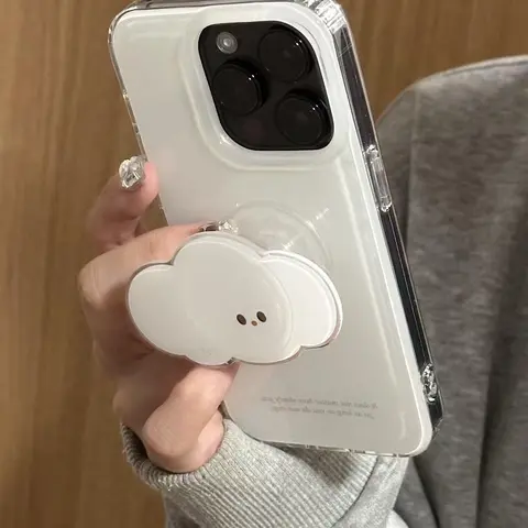 Crystal transparent white light painted white background simple English phone case with cloud holder for iPhone 11 12 13 14 15 16 17 18 promax