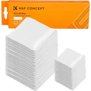 K&F CONCEPT 10 Pack Microfiber Cleaning Cloths,Washable Reusable 6x6in Vacuum Wrapped Lint Free Glasses Cloth for Glasses, Lens, Screens & More