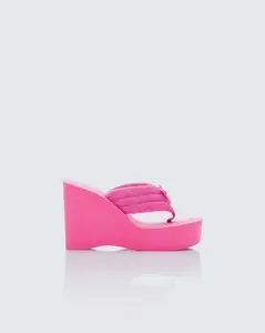 Deema Pink Superstacked Wedge Flip Flop