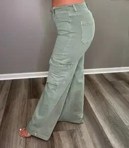 Risen Wide Leg Olive Cargo Jeans