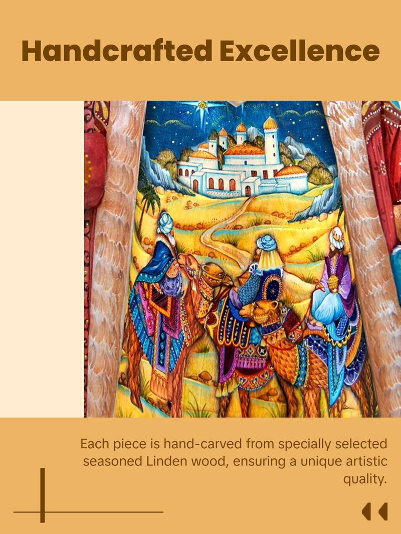 Three Kings Santa Hand-Painted WOODCARVED Masterpiece by G. DeBrekht - Nativity Holiday Decor - 210223SE