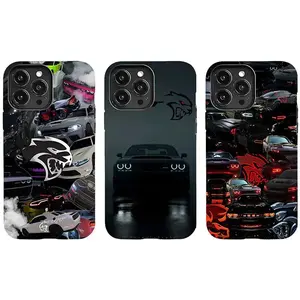 Muscle Car Automotive Enthusiast Dodge Challenger SRT Hellcat Redeye Art Tough Phone Case. Edgy Racing Aesthetic Rugged Shockproof Protective Cover For iPhone 17 Pro Max 16 Air 15 14 13 12 11.