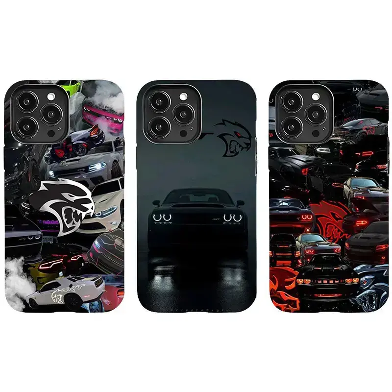 Muscle Car Dodge Challenger SRT Hellcat Redeye Art Polycarbonate Smartphone Case - Rubber, Shockproof, Resistance Racing Decal & Motorsport Cover, Edgy Racing Aesthetic, Fits iOS iPhone 17 Pro Max,16 Air,15,14,13,12,11 (for Automotive Enthusiasts)