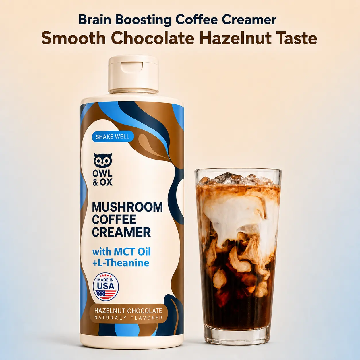 Mushroom Coffee Creamer - Chocolate Hazelnut | MCT Oil & L-Theanine, Sugar-Free & Dairy-Free