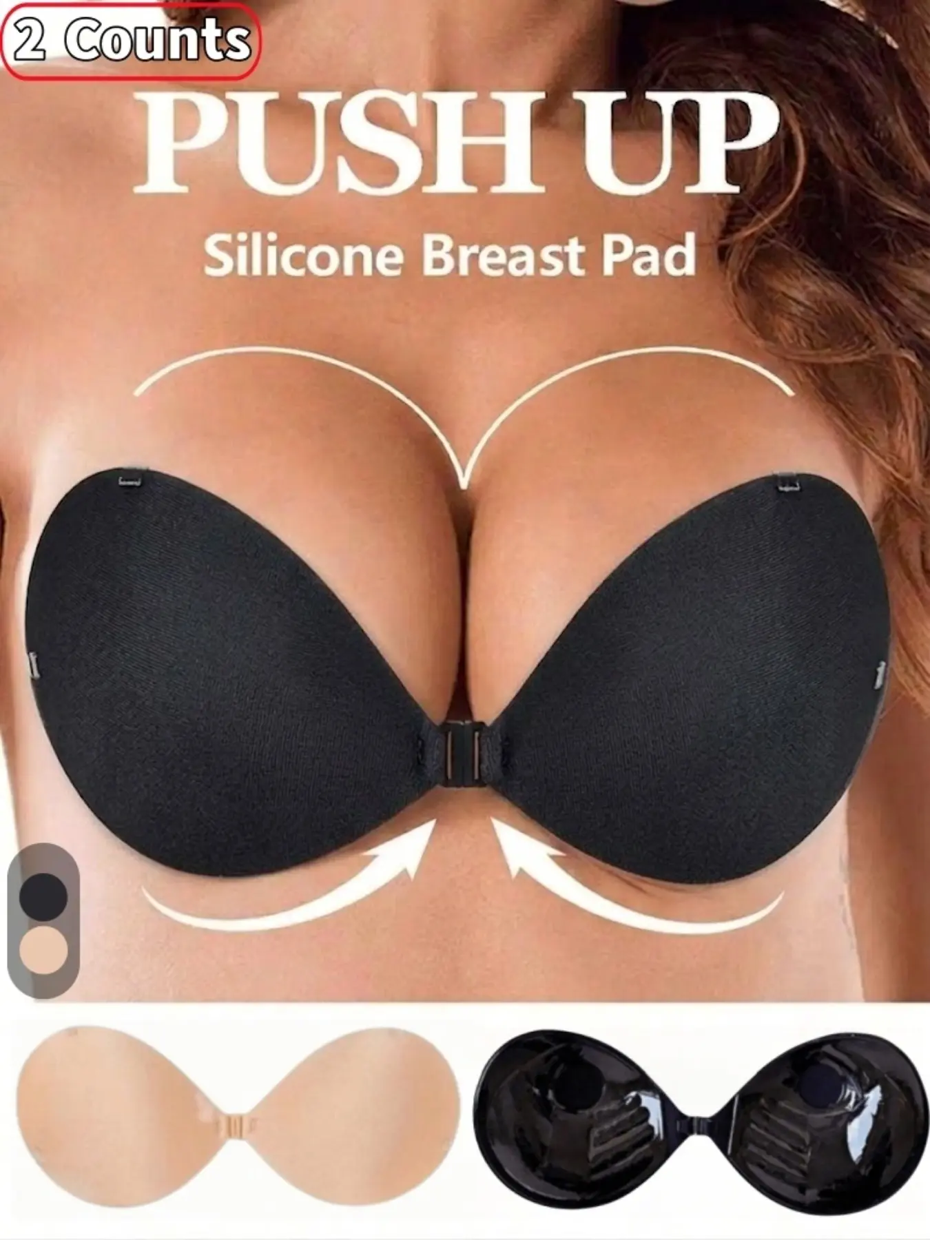 1/2 Count Women's Silicone Invisible Bra, Natural Lift Bra, Reusable Adhesive Push-Up Bra, Palm Shape Push-Up Padded, Strapless Backless Pasties, Self-Adhesive Breast Lift Cups for Dresses & Wedding Gowns, Daily Wear & Special Occasions