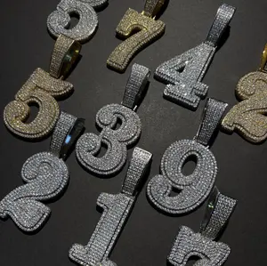 4:00AM Number Pendant Number Chain Necklace Pendant chain number Zirconia iced out jewelry for DIY Hip Hop Jewelry