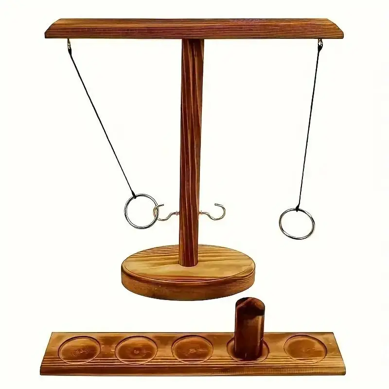 Wooden Hook and Ring Game, 1 Set Creative Wooden Hook and Ring Game, Indoor/outdoor Combat Game for Adults, Party Supplies, Ideal Gift for Adults