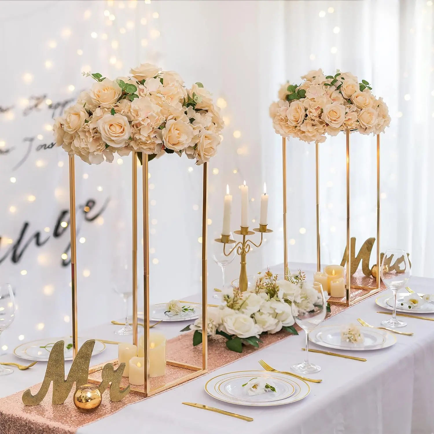 Centerpiece Table Decorations for Weddings - Wedding Decoration for Ceremony Modern Rectangular  Arrangements Display Rack for T-Stage Tables 23.6inch