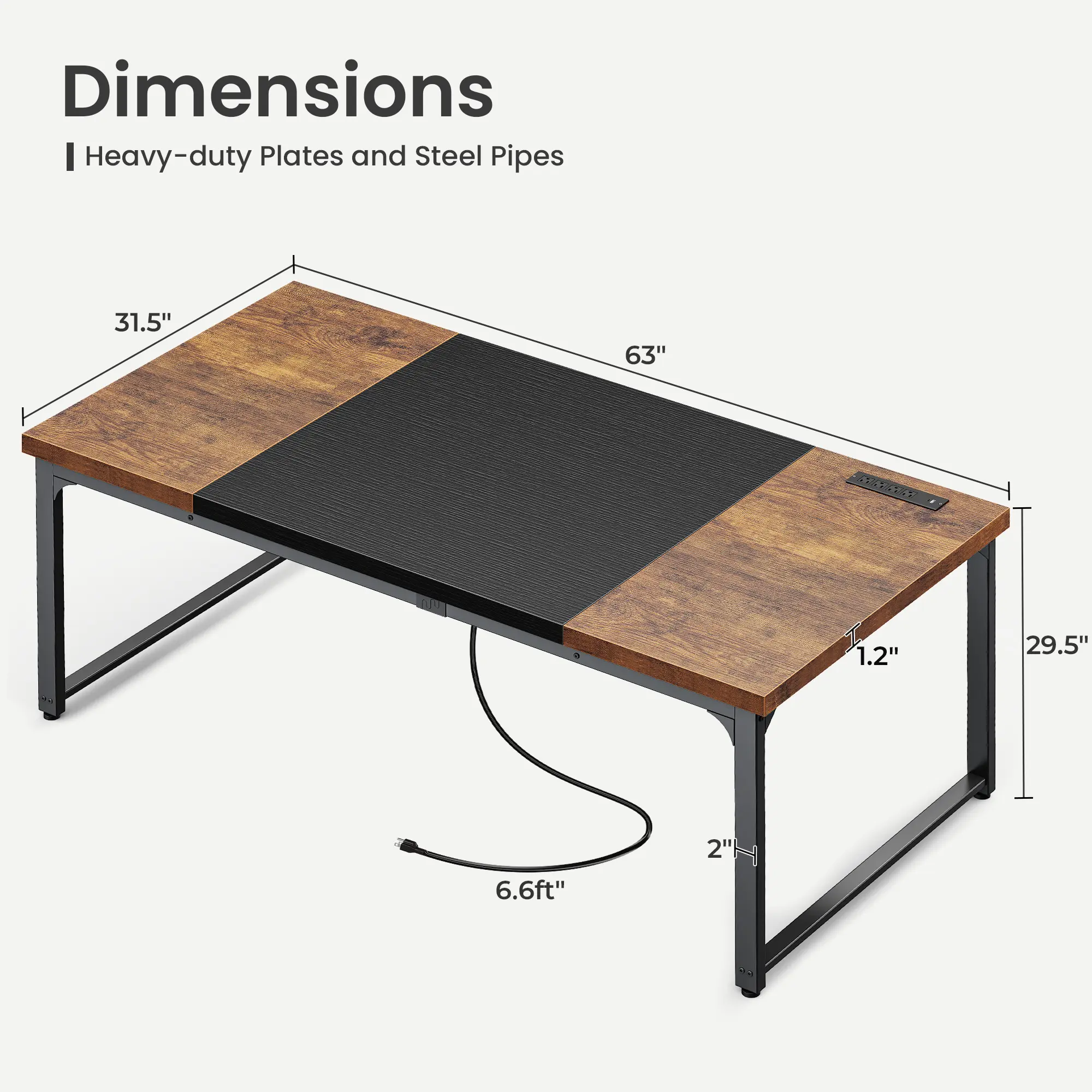 63 x 31.5 Rustic Brown and Black