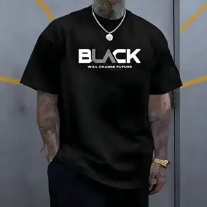 Bold Black Text Future Quote Graphic T-Shirt Men’s Oversized Urban Street Style