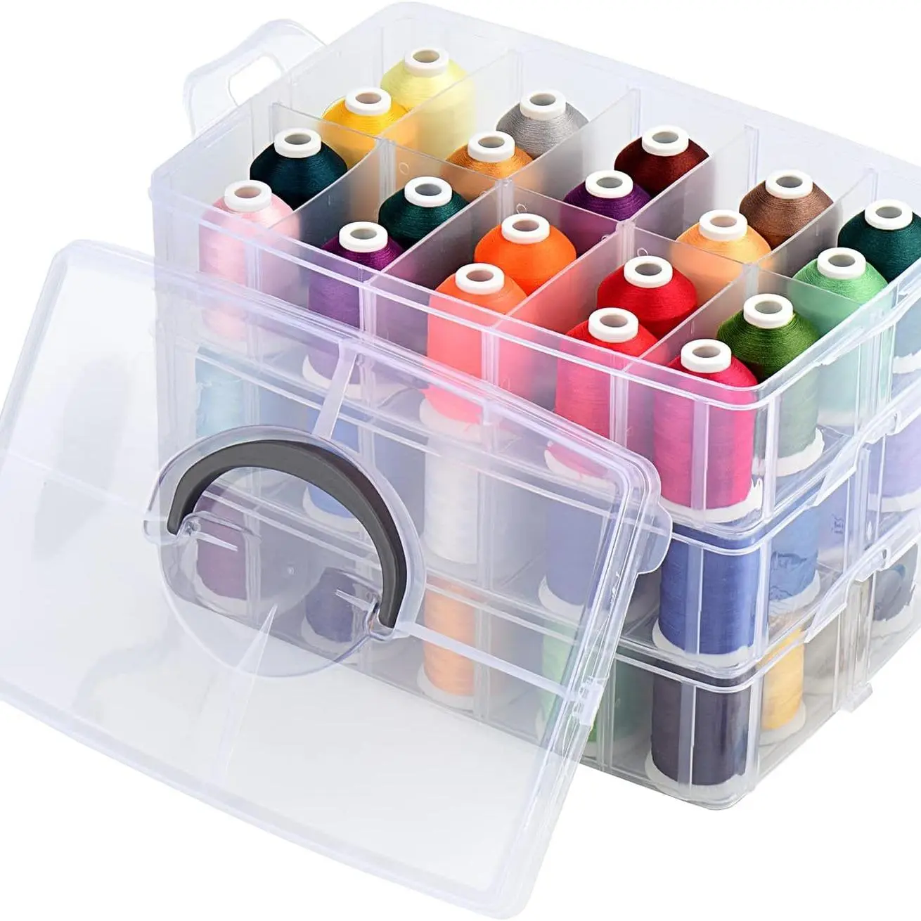 Simthread 63/40-Color 40WT Embroidery Thread Set Vibrant Durable Polyester 550Yards Each Organizer Box Hand Stitched Nylon Braided for All Machines Seamless Stitching Starter Kit