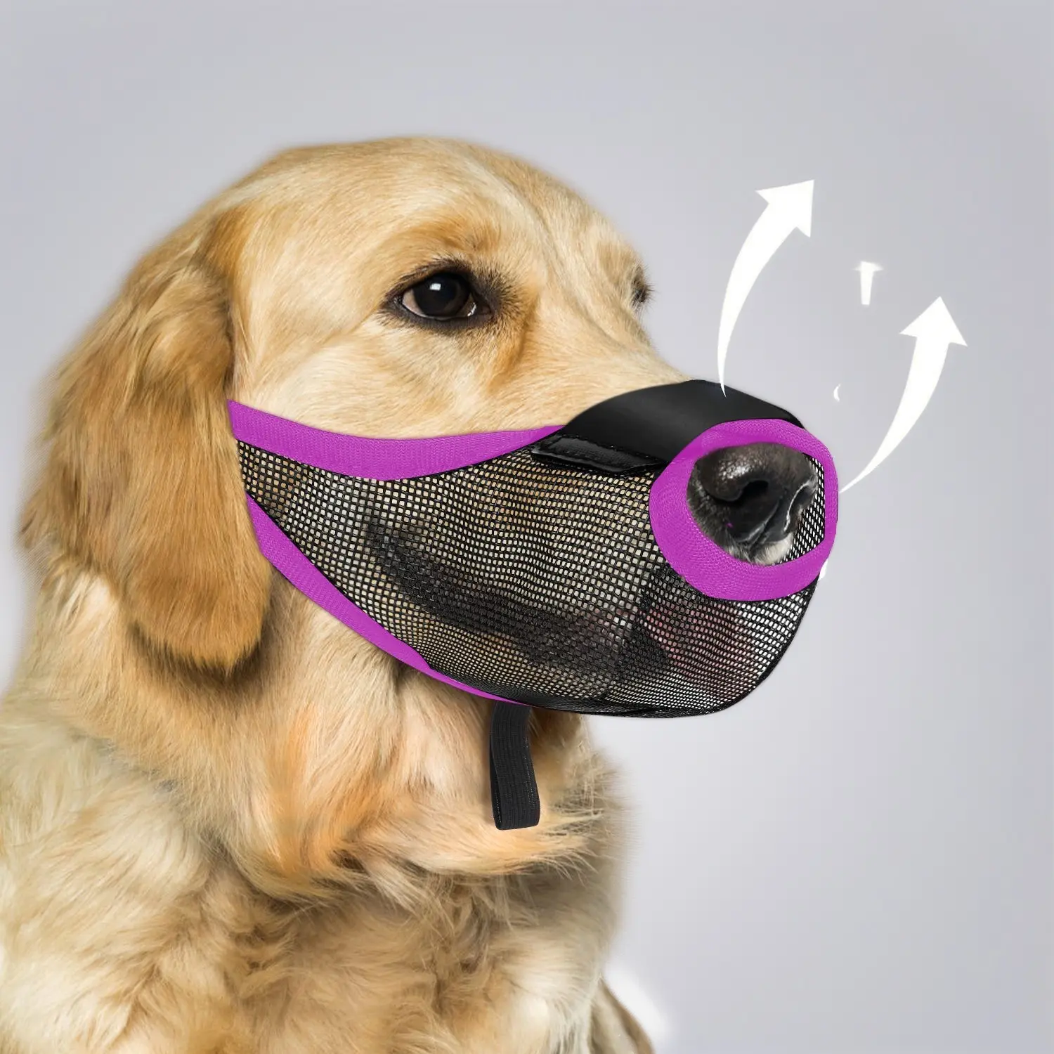 Breathable Mesh Dog Muzzle Lightweight Anti Bite Anti Bark Mouth Cover, Prevent Scavenging Licking Wounds, Adjustable Pet Training Muzzle for Small Medium Large Dogs
