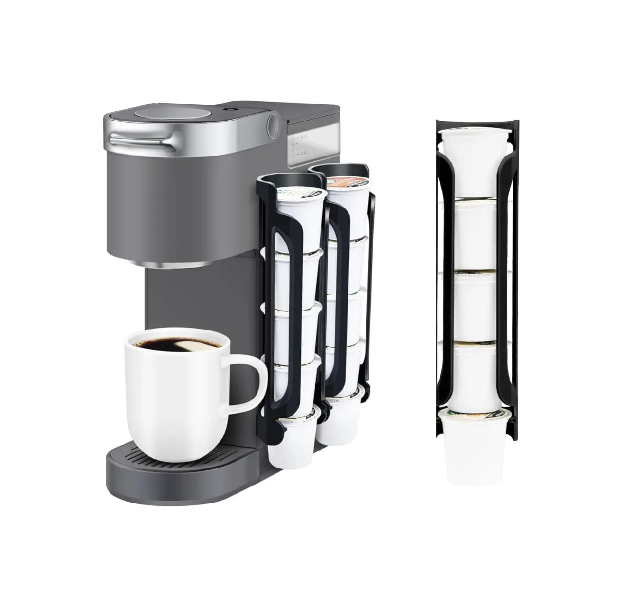 Keurig Cup Holder for Wall Mount - Coffee Pod Holder for Small Spaces - Holds 2 K cups - Black Kitchen Organiser Kitchen Organiser