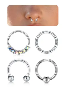 Cartilage Earrings Lip Rings Studs Surgical Steel Tragus Rook Daith Helix Earring Curved Barbell Eyebrow Rings Horseshoe Barbell Captive Bead Hoop Earring Nose Piercing Jewelry Set