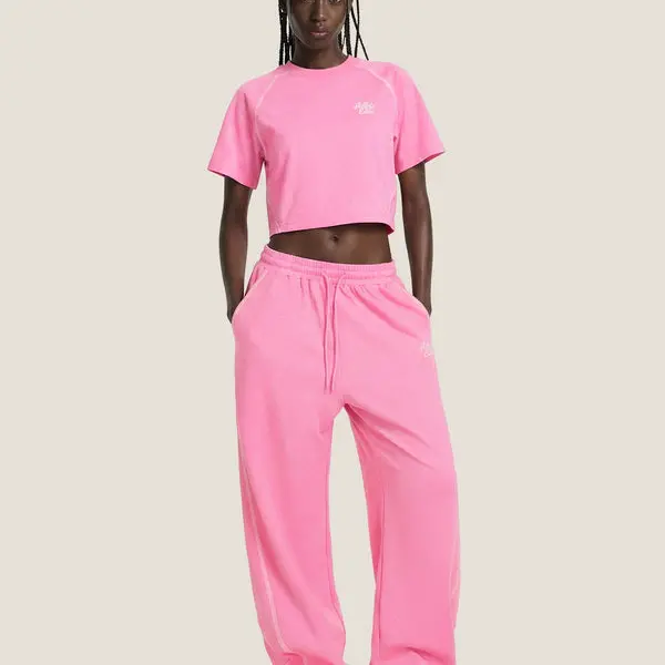 Aelfric Eden Women's 2-Piece Cloud Print Set - Soft Breathable Fabric, Relaxed Fit, Waist-Lift Cropped Tee, Baggy Sweatpants, Flocked Logo Luxe Touch, Off Duty Fit Casual Streetwear