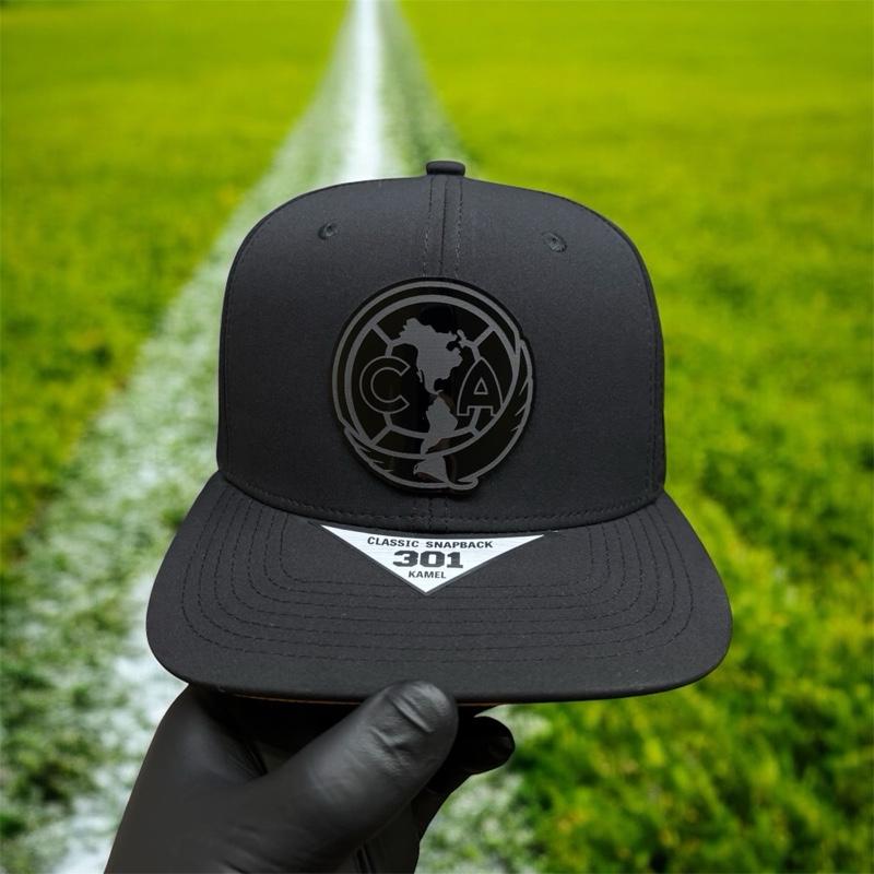 Club América Tri Campeón Black SnapBack Hat Gloss Logo with Yellow Under Visor - Comfortable Relax Fit Polyester Material - Premium Quality Baseball Cap for Fans cute hat black cap Daily Wear