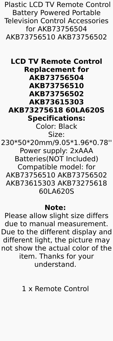 Universal LCD TV Remote Controller For AKB73756504 AKB73756510 AKB73756502 Smart Remote Control Replacement Home Accessories