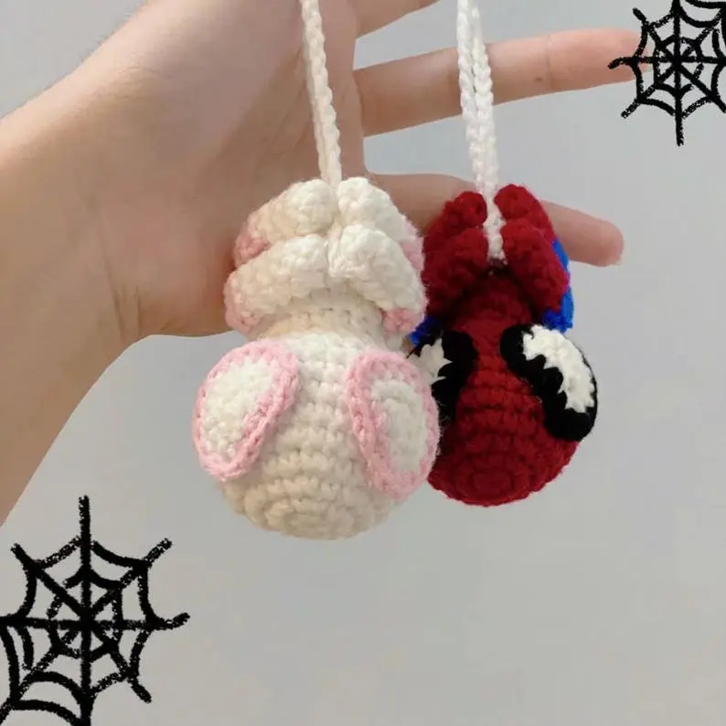 Handmade Crochet Car Hanging Charm Cute Spider Inspired Rearview Mirror Ornament Gift