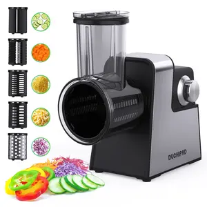 Electric Cheese Grater, Electric Slicer Shredder with 5 Versatile Blades, Electric Slicer Shredder, Digital Salad Machine for Fruits, Vegetables, Cheeses