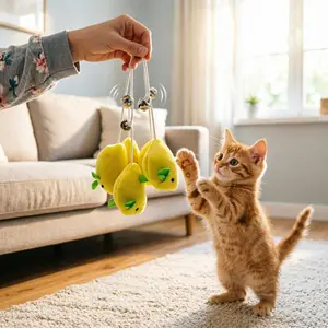 Cat Toy Elastic Rope Teaser Rod, Adjustable Length Wall-Mounted Bell Cat Wand, Interactive Kitten Wand, Handheld Daily Interactive Fun Toy for Cats