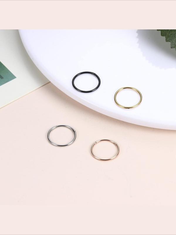 5Pcs G23 Titanium Nose Rings Hoops 20G 18G 16G Clicker Hinged Piercing Hoop Body Piercing Rings for Septum Cartilage Daith Rook Lip Tragus Helix Conch Ear Lobe Earrings Hypoallergenic Nose Piercing Jewelry Women Men 6/7/8/9/10mm