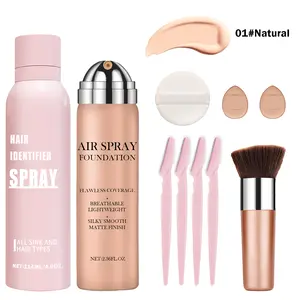 QIUFSSE Air Foundation & Hair Removal Spray Prep Set, Smooth Peach Fuzz Remover & Lightweight Makeup Base Duo for a Poreless, Flawless Finish