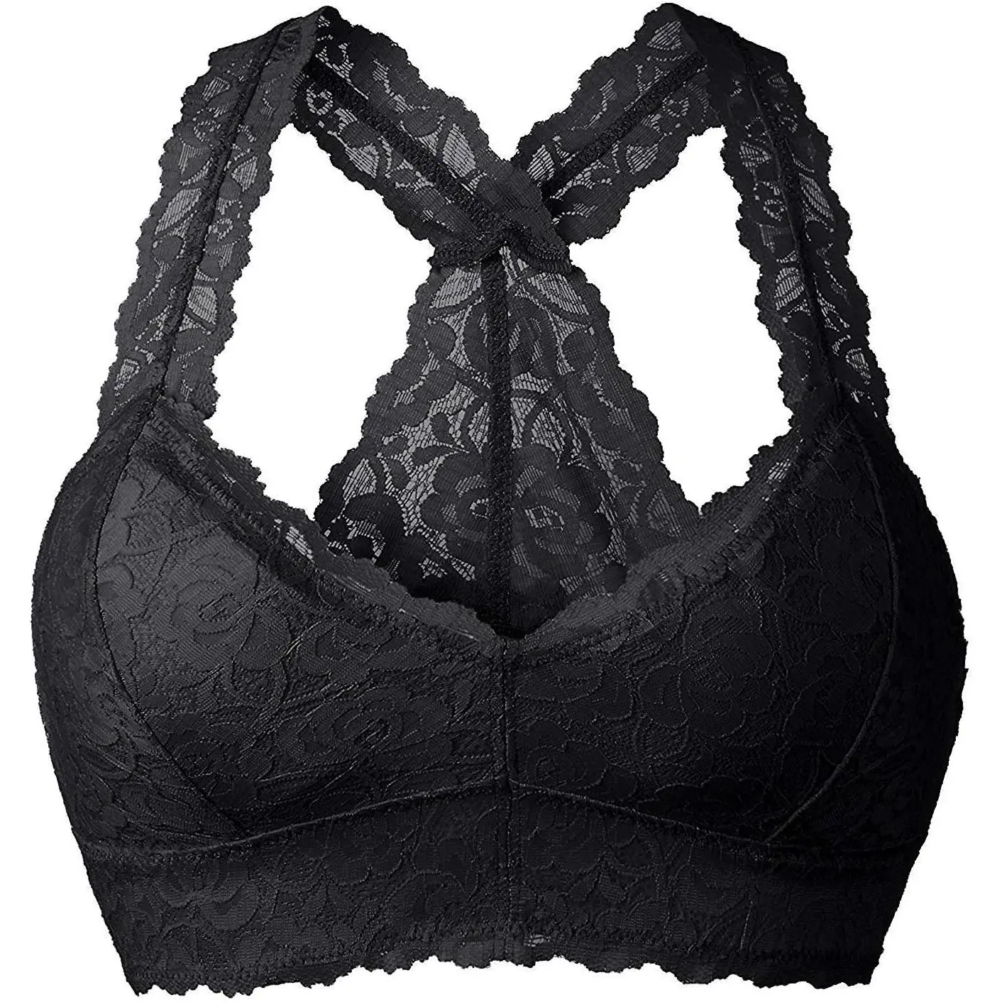 Women Floral Lace Bralette Padded Breathable  Racerback Lace Bra