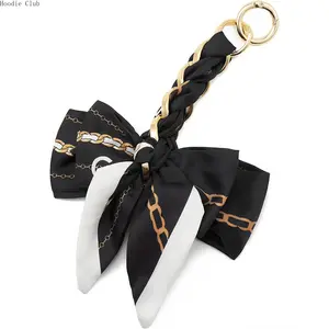 Women's Bow Knot Bag Chain Extender - Adjustable Satin Ribbon Purse Strap, Cute Aesthetic Handbag Charm & Keychain, Lightweight Crossbody Bag Accessory for DIY Styling, Daily Wear