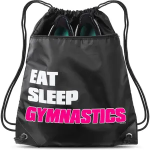 Eat Sleep Gymnastics Sack Drawstring Bag For Youth Girls Boys Kids 18" X 15"