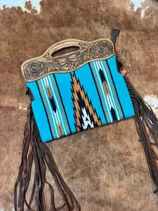 American Darling Orange & Turquoise Fringe Crossbody/Clutch