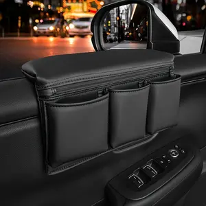 Car Door Handle Storage Box, Car Window Organizer Bag, Multi-Functional Large Capacity PU Leather, Universal Car Interior Accessory