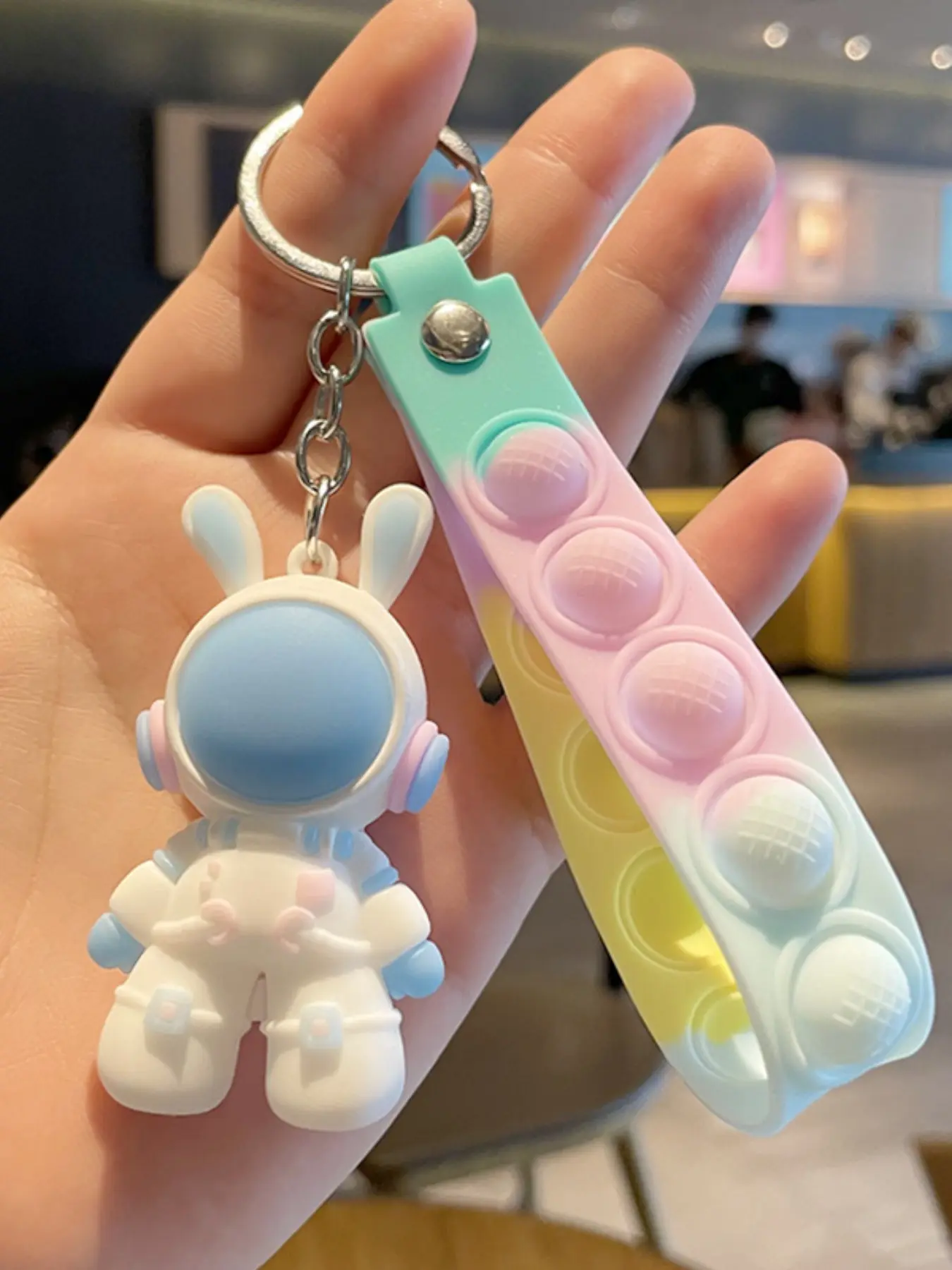 Creative Space Rabbit Gift Keychain for Kids, Classroom Reward, Christmas, Halloween, Valentine's Day, Birthday, Travel Essential