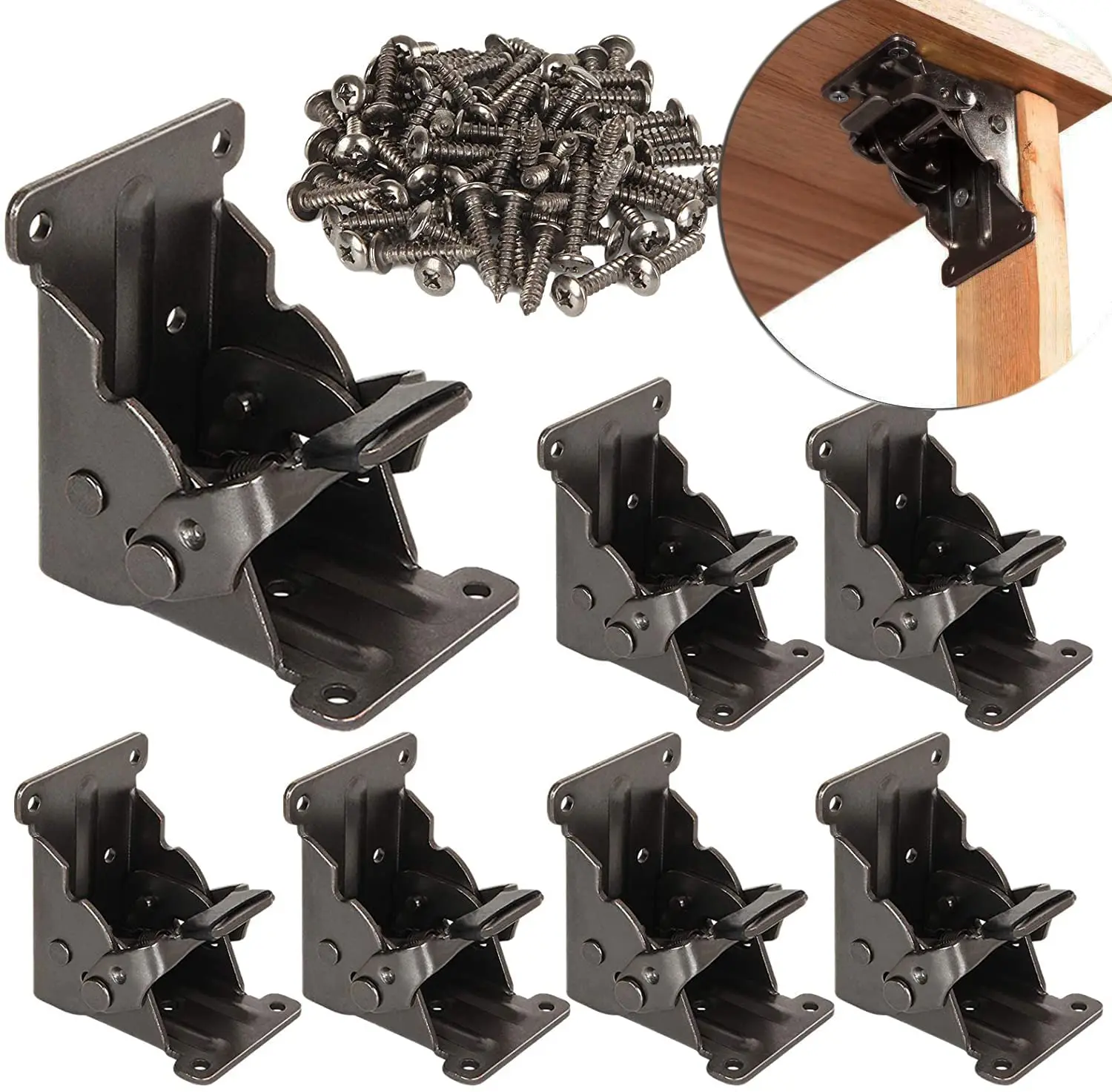 4Pack Folding Table Legs Bracket Foldable Table Bracket Lock Extension Support Bracket Locking Hinges, Foldable Support Bracket Self-Locking Hinges for Table Leg, Bed Leg, Workbench