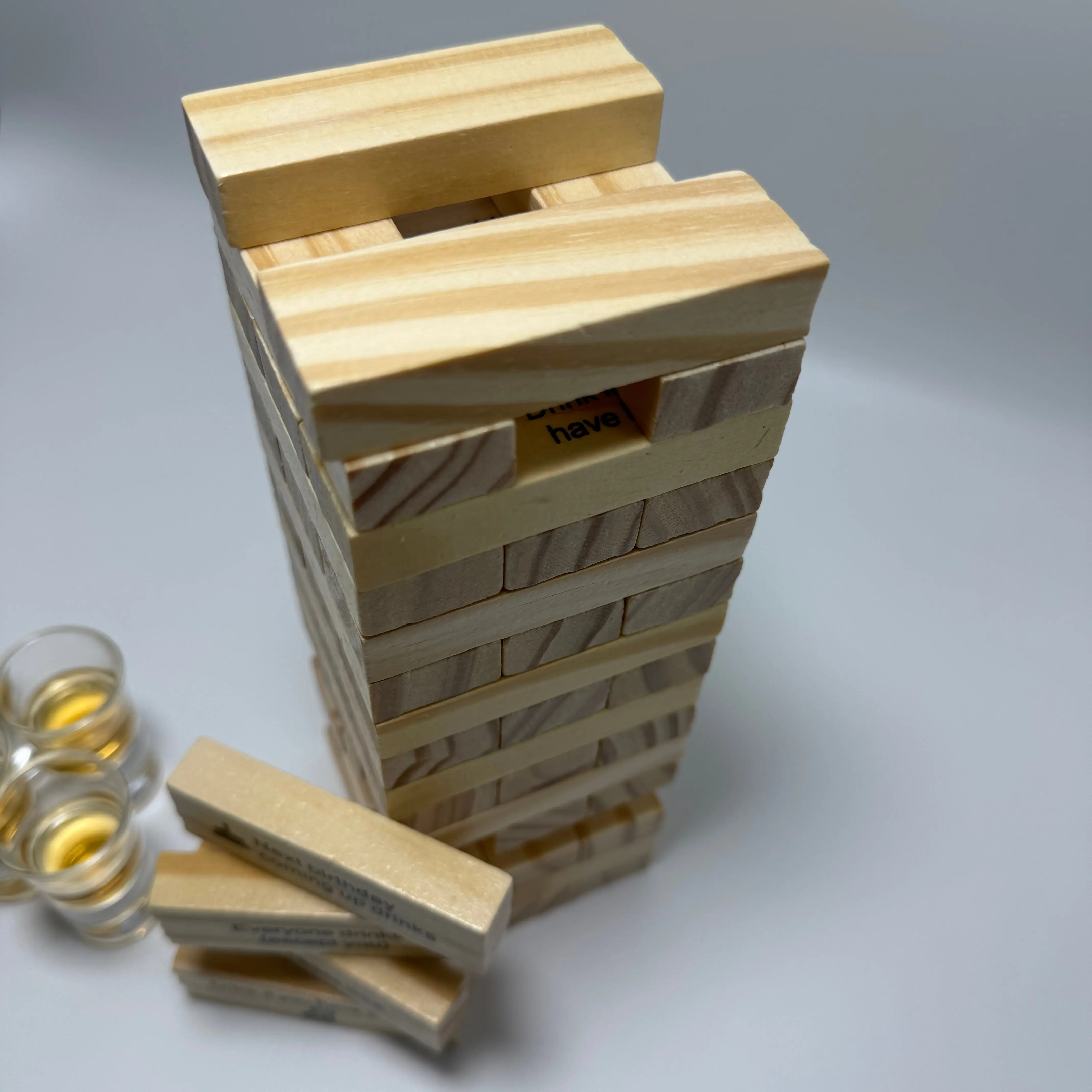 Drinking Jenga-Style Party Stacking Blocks with Commands - Adult Icebreaker Wooden Toy, Blocks Set for Couples & Groups, Adults