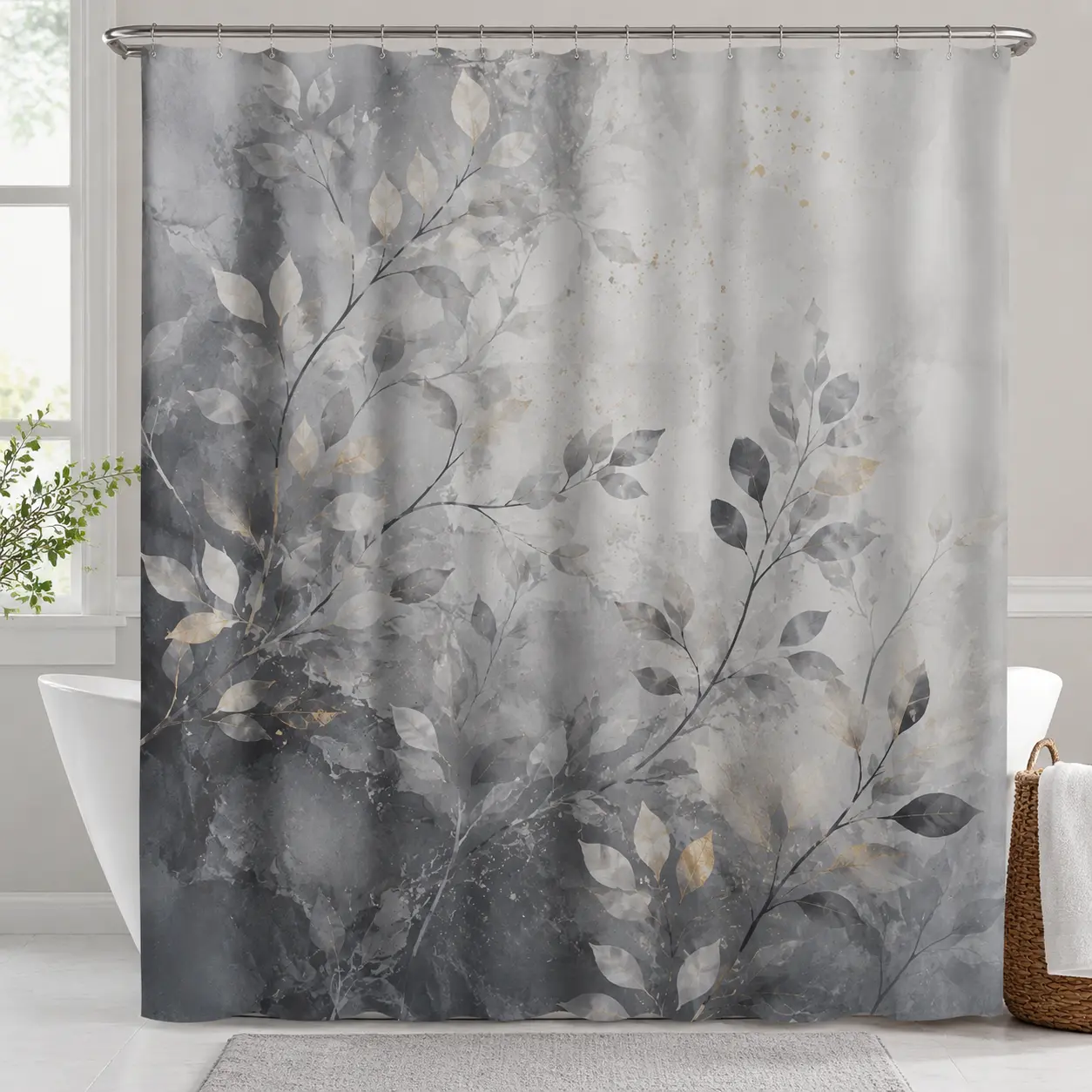 Send Hook Shower Curtain with Snap in Liner -Waterproof Single Layer Shower Curtain With Waterproof ,WashableInner Liner, 72 x72 Inch Showercurtain ,Modern Style Home