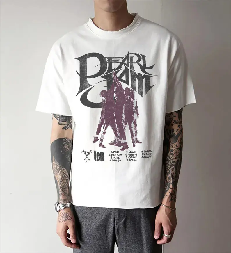 Pearl Jam Ten Album T-Shirt - 90s Grunge Band Tee, Vintage Rock Graphic Shirt, Unisex Music Fan Gift, Eddie Vedder Merch