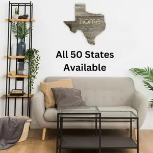 Barnwood Rustic Farmhouse Wood State Sign | State Wall Home Décor | Makes a Great State Themed Gift for Newlyweds, Homesick or State Pride | Natural Weathered Gray | Made of 100% Reclaimed and Recycled Decor Decor Wooden
