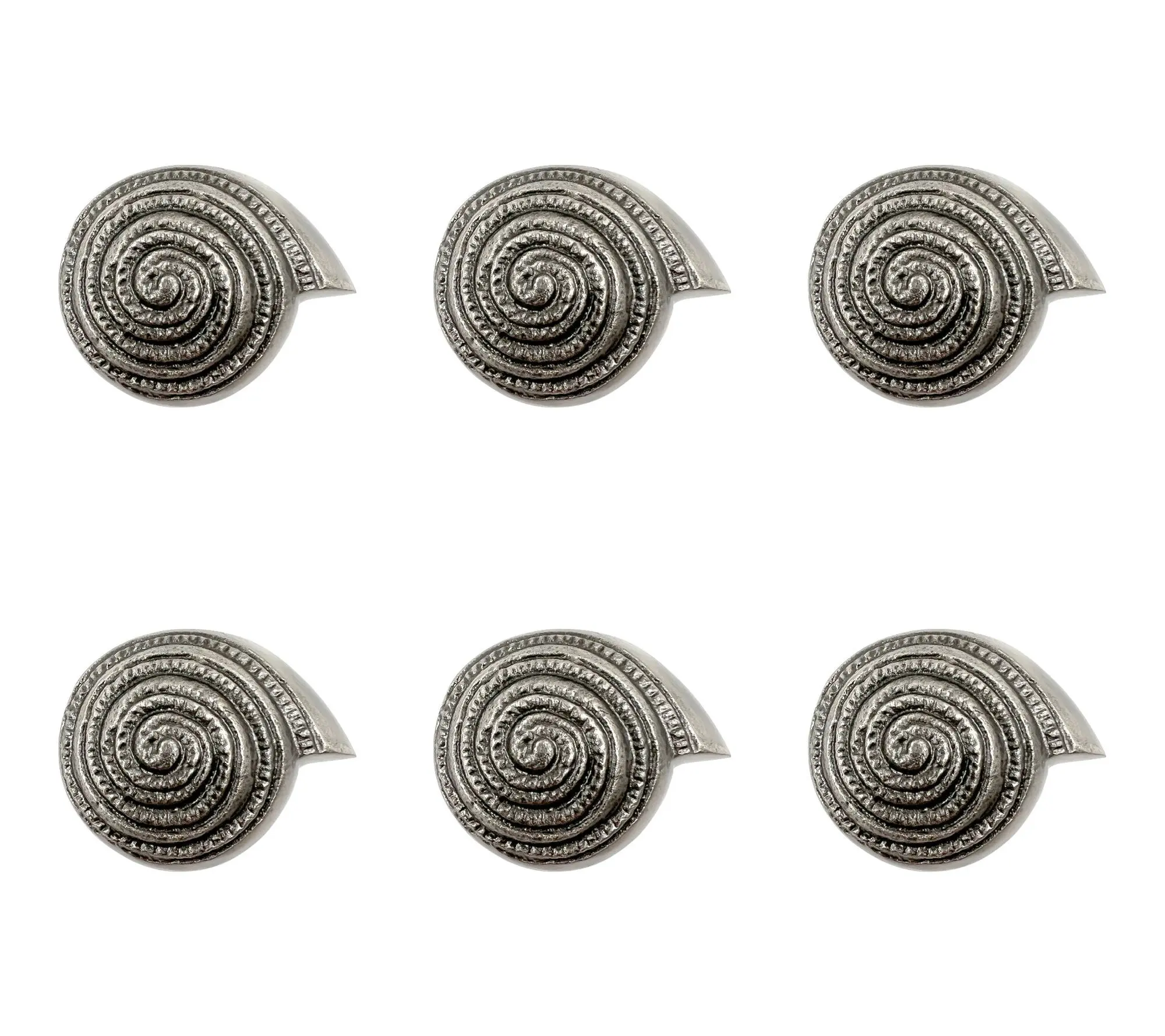 HomeRoots Set of 6 Silver Seashell Cast Aluminum Knobs HomeRoots Set of 6 Silver Seashell Cast Aluminum Knobs