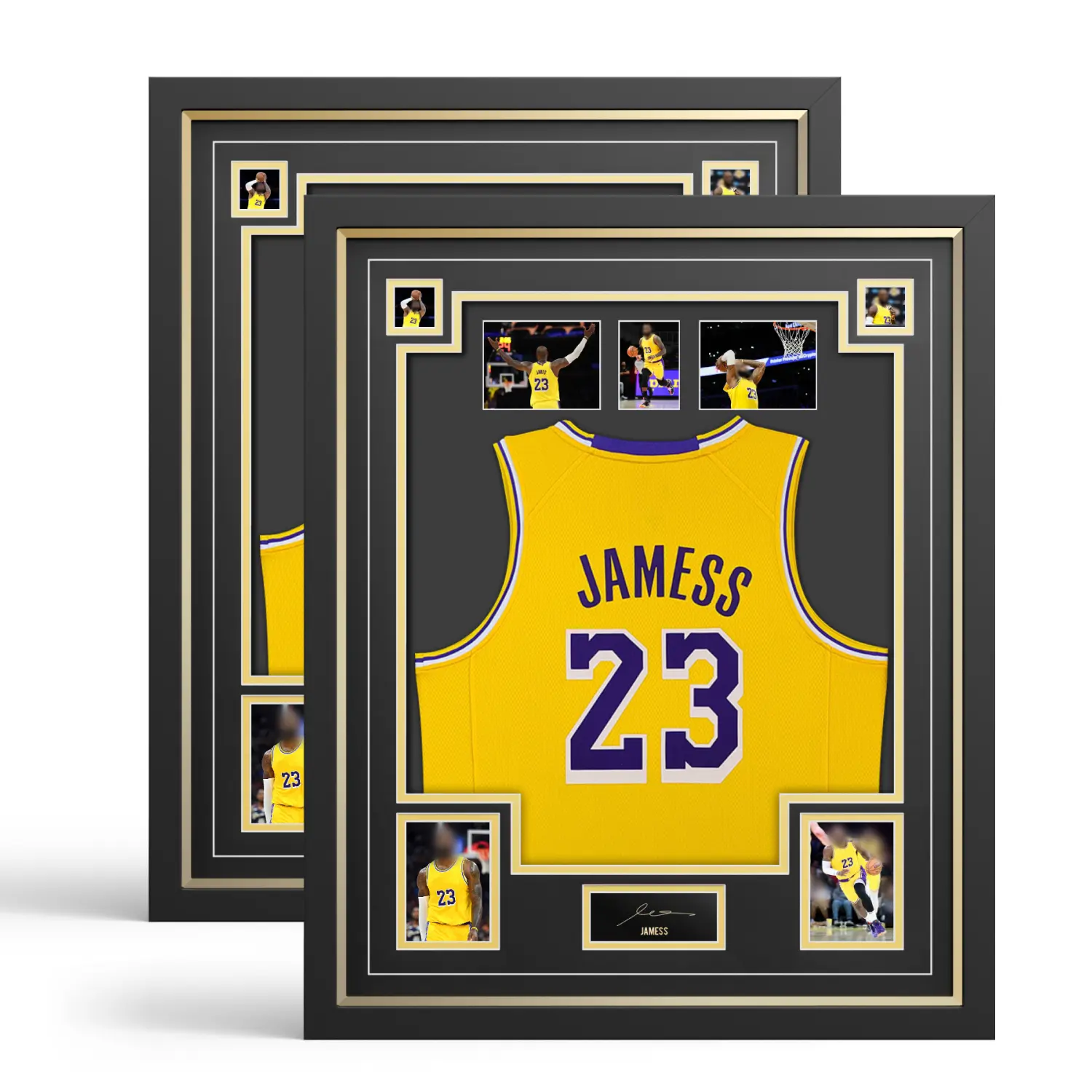 28.3"x34.6" 2PACK-Professional-Grade Jersey Display Frames Large Wooden Sport Jersey Shadow Box Frame with Mats for Football Hockey Baseball Basketball Soccer Shirt,Black modern