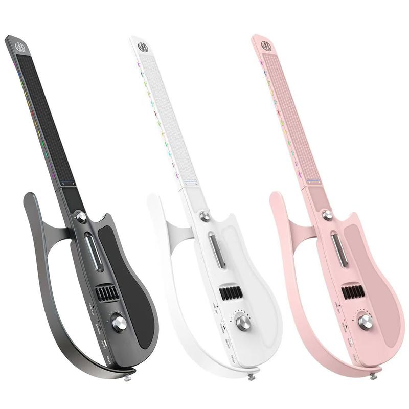 INGPARTNER Stringless Smart Guitar for Adults+Teens - Foldable Travel-Light Guitar with Drums+Bass Built, Chord Generator, App Integration, Interactive Chord Sheets, Lithium Polymer Batteries, 3.92 lbs, 35x11.8x2.9 in, 12 Months Support (Black,Pink,White)