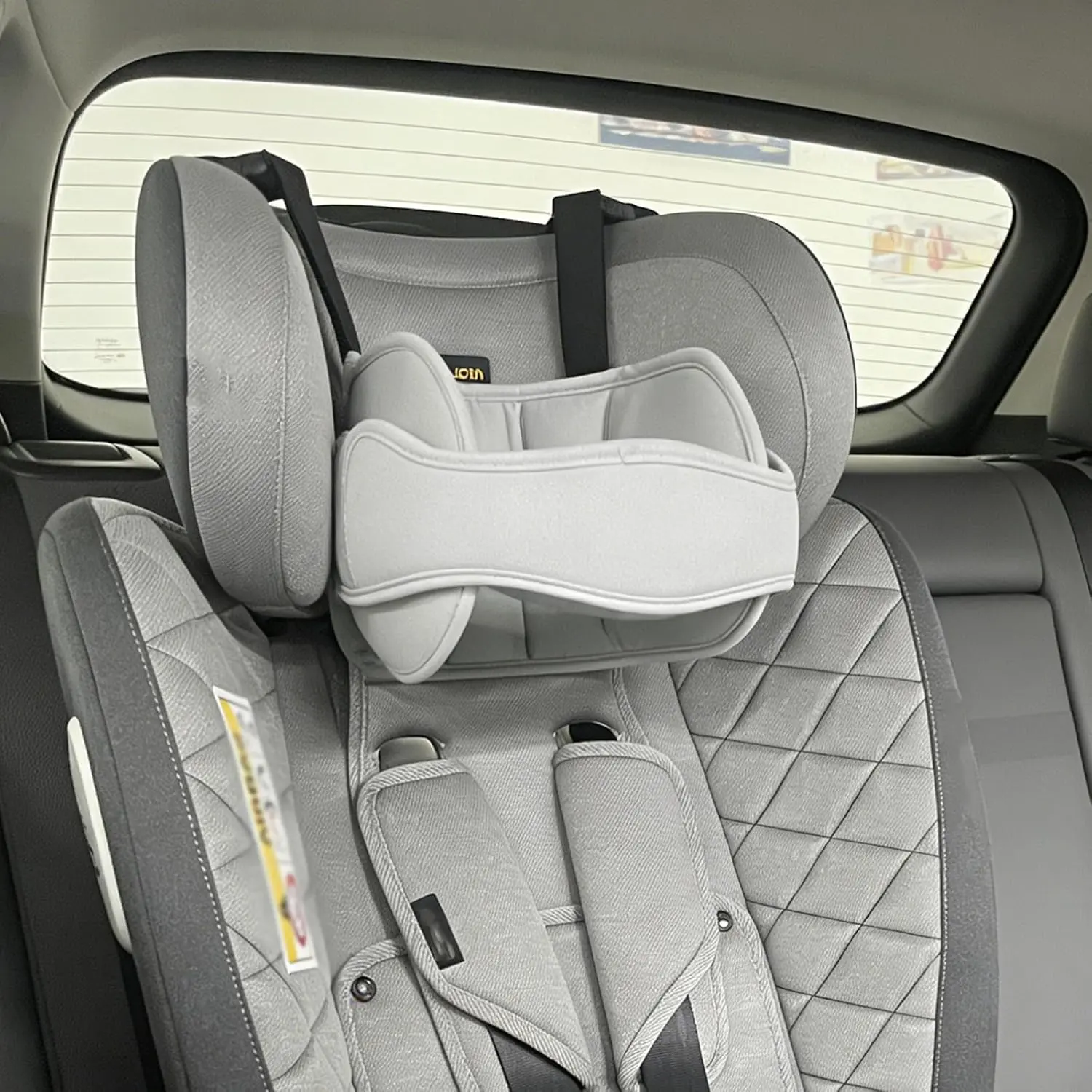 Baby & Kids Car Seat Head Support, Padded Neck Support Travel Band with Adjustable Strap, Solid Grey, Baby & Kids Travel Accessories