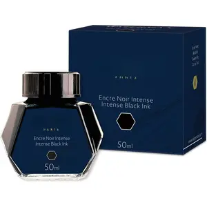 Fountain Pen Ink, Intense Black, 50ml Bottle, For Refillable Fountain Pens