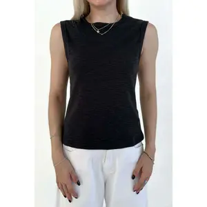 Baylor Cotton Tank Top in Black - Lightweight 100% Cotton Round Neckline True to Size Fit for Winter Walk
