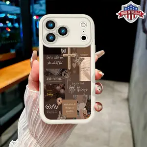 Christian Brown Aesthetic Bible Verse Collage Pattern Case for iPhone 17 16 15 14 Pro Max 13 12 11 XR XS Plus Air Slim Shockproof Anti Drop Protective Durable TPU Cover