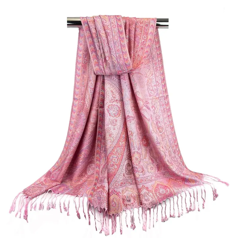 Silky Pashmina Festival Scarves for Women | Pink Wedding Pashmina Shawl | Bohemian Head Cover | Thoughtful Gift for Her