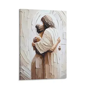 jesus canvas Generic Christian Wall Art Jesus Hugging and Comforting Women Poster for Church Room Decor Gift Christ Jesus Art Picture Canvas Print for Living Bedroom Decor jesus print