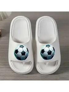 1 pair of new unisex slippers with shiny black and white football design, indoor/outdoor slippers, holiday gift slippers, women's home slippers, room slippers, birthday gift slippers, casual slippers, summer EVA slippers, bathroom slippers, beach slippers