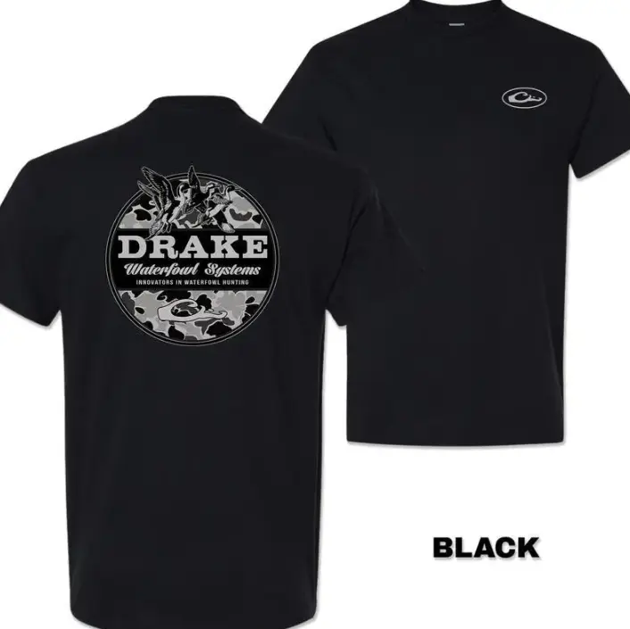 Drake Waterfowl Brown Camo Hunting T-Shirt – Duck Graphic Tee and Outdoor Southern Style Shirt for Men – Menswear Tops, Men's T-Shirts, Waterfowl Hunter Shirt, Vintage Mallard Camo Tee, Country Outdoorsman Apparel, Fall Hunting Season Gift Cotton Polyeste