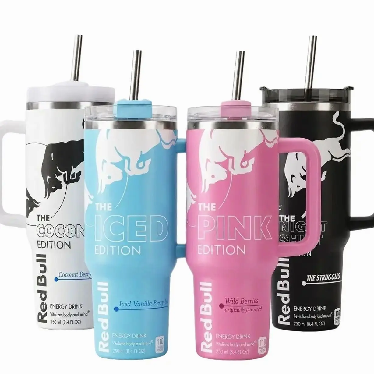 20oz-40oz Printed Stainless Steel Tumbler - Water Bottle Flask with Handle & Lid, Double-Wall Vacuum Insulation, Durable Energy Drink Inspired Commuting Kitchenware, Portable Gift for Adventure Lovers